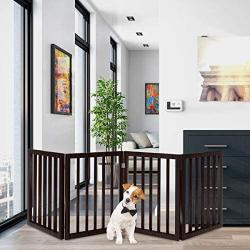 PETMAKER Freestanding Pet Gate - Wooden Folding Fence for Doorways, Halls, Stairs & Home - Step Over Divider - Great for Dogs & Puppies