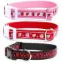 Strawberry dog collar : Strawberry with scallop edge cotton ribbon on durable and flexible nylon pet collar. Color choice from the top, (Pink, Red or Black) for small dog collar to large dog collar. Matching dog leash and step in dog harness are available
