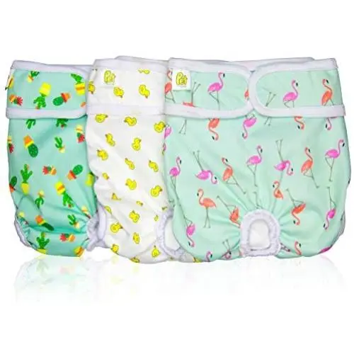 Pet Magasin Reusable Dog Diapers Sanitary Wraps, 3-Pack, Trending, Large