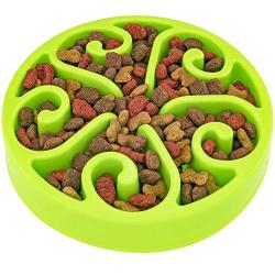 Slow Feeder Dog Bowl Anti-Choking Help Prevent Bloat Non Toxic BPA Free Feeding Dish, Green