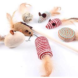 Cat Toy Gift Box cat Funny cat Stick Set 7 Piece Set Simulation Mouse pet Toy