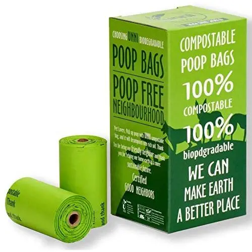 UNNI 100% Compostable Dog Poop Bags, Extra Thick Pet Waste Bags, 120 Count, 8 Refill Rolls, 9x13 Inches, Earth Friendly Highest ASTM D6400, Europe OK Compost Home and Seedling Certified, San Francisco