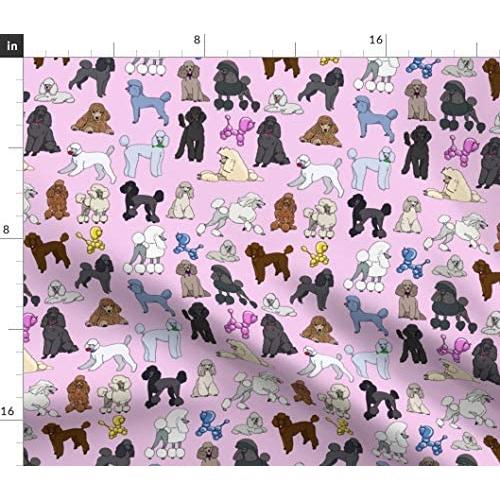 Spoonflower Fabric - Poodles Pink Toy Fancy Dog Pet Puppy Poodle Dogs Printed on Petal Signature Cotton Fabric by The Yard - Sewing Quilting Apparel Crafts Decor
