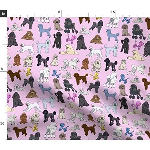 Spoonflower Fabric - Poodles Pink Toy Fancy Dog Pet Puppy Poodle Dogs Printed on Petal Signature Cotton Fabric by The Yard - Sewing Quilting Apparel Crafts Decor