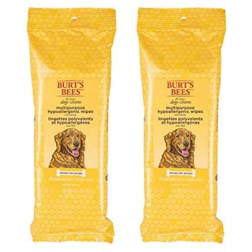 Burts Bees for Pets For Dogs Multipurpose Grooming Wipes | Puppy and Dog Wipes For Cleaning, 50 Count - 2 Pack, White (FF7488AMZ2)