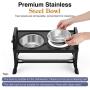 Pawaboo Elevated Dog Bowls, Adjustable to 4 Heights Stainless Steel Dog Dish Bowls, Removable Raised Stand No Spill Pet Food Water Feeding Bowls for Small Medium Dogs Cats, Home & Outdoor Use