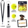 Dog Whistle Ultrasonic Adjustable Frequency - Silent Dogs Puppy Training Tool Whistle Pack with Lanyard Black and 2 Tennis Playing Balls Toy Small Medium Sizes for Stop Barking Control Pet Trainer