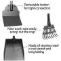 EXPAWLORER Pet Poop Tray, Rake and Spade Set - 3 Pack Pooper Scooper Pet Waste Removal Long Handle Bin with Rake for Dog, Silvery & Gray