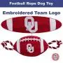 Pets First NCAA Oklahoma Sooners Football Dog Toy, Tough Quality Nylon Materials, Strong Pull Ropes, Inner Squeaker, Collegiate Team Color Pets First NCAA Oklahoma Sooners Football Dog Toy, Tough Quality Nylon Materials, Strong Pull Ropes, Inner Squeaker, Collegiate Team Color
