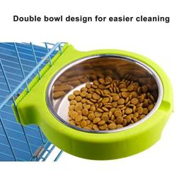 Guardians Crate Dog Bowl, Removable Stainless Steel Water Food Feeder Bowls Cage Coop Cup for Cat Puppy Bird Pets