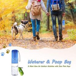 Sofunii Dog Water Bottle Dispenser w/ Poop Bags , Portable Pet Water Bowl Drinking Cup Mug for Traveling, Walking, Hiking, Camping, Road Trips, Dog Parks Puppys Dog Accessories Gear- Best Gifts for Pet Owner Men Wonmen