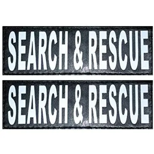 Doggie Stylz Set of 2 Reflective Search and Rescue Removable Patches with Hook Backing for Working Dog Harnesses & Vests. Durable and Interchangeable - Comes in 3 Sizes Small, Medium and Large