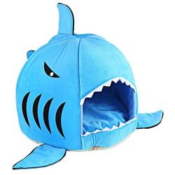 cocopet Shark Bed for Small Cat Dog Cave Cozy Bed Removable Cushion,Waterproof Bottom