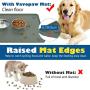 VavoPaw Pet Feeding Mat, Waterproof Raised Edge Dog Cat Food Feeding Mat Food Grade Silicone Non Slip Mat Dog Bowl Placemat XL 24'' x 16'' / 60 x 40 cm - Celadon