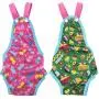 Pack of 2 Female Dog Diapers Sanitary Pantie Washable Reusable with Suspenders Stay On for Small Pet (XS: Waist 12'' - 14'', Pink Butterfly and Green Cupcake)