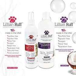 Lillian Ruff Brightening & Whitening Shampoo for Dogs – Tear Free Coconut Scent with Aloe for Dry & Sensitive Skin – Adds Shine & Luster to Coats