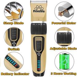 Pawsible Dog Clippers for Grooming - Dog Grooming Kit with Dog Hair Clippers, Dog Nail Clippers, Thinning & Straight Grooming Scissors - Cordless Dog Grooming Clippers with Battery Indicator
