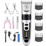 Suteck Dog Clippers Low Noise Pet Hair Clippers Upgrade LED Display Professional Rechargeable Cordless Electric Pet Trimmer Pet Grooming Tools with Comb Guides Scissors Nail Kits for Dogs Cats