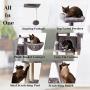 IBUYKE Cat Tree Tower Condo Cat Play Furniture with Sisal Scratching Posts Perches Houses Kitten Play House, Light Gray, UCT012021W