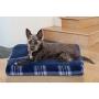 Furhaven Pet Dog Bed - Deluxe Terry and Plaid Flannel Pillow Cushion Traditional Mattress Pet Bed with Removable Cover for Dogs and Cats, Midnight Blue, Small
