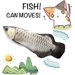 Simulation Electric Doll Fish, Electric Cat Toy Simulation Plush Fish Shape Doll, Realistic Cat Kicker Fish Catnip Toy Funny Interactive Pets Pillow Chew Bite Kick Supplies for Cat/Kitty/Kitten Silver