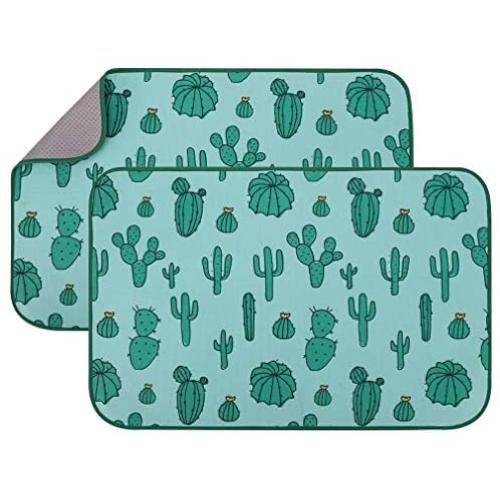 PUPTECK Waterproof Dog Food Mat - 2 Pack Highly Absorbent Washable Non Slip Dog Feeding Mat, Water Bowl Mat for Dogs, Puppy Pee Pads, Pet Crate Mat