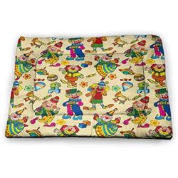 Nursery Dog Mat Children Kid Apes Monkeys Playing in Exotic Forest with Big Trees and Daisy Blooms Pet Mats for Food and Water Multicolor