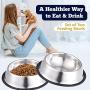 NAIYO Dog Bowl Stainless Steel Dog Bowl with Rubber Base for 8oz 16oz 26oz Small/Medium/Large Dogs,Pets Feeder Bowl and Water Bowl Perfect Choice,Dogs and Kittens