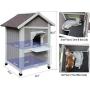 HiCaptain Outdoor Cat House Feral-Cat Shelter Escape Door Waterproof Insulated Two Story