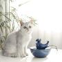 THMY Ceramic Cat Water Fountainâ€‚Automatic Circulation Pet Water Dispenser Healthy and Hygienic Pet Drinking Fountain with Quiet Water Pump Electric Water Bowl for Cats and Dogs 0.9 Liters