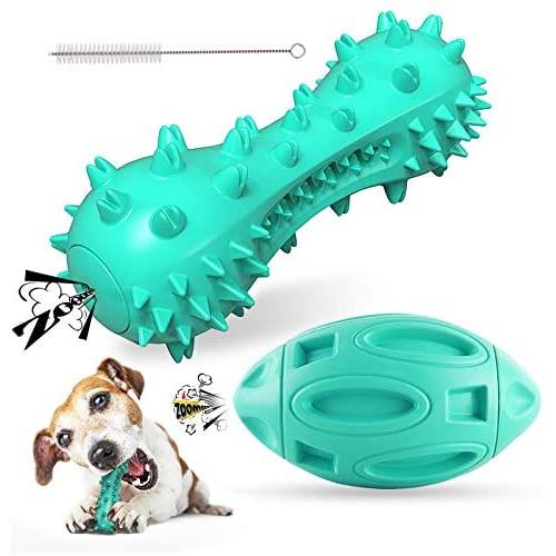 KANCHOU Squeaky Dog Toys for Aggressive Chewers Large Breed Medium Large Dog Chew Toys Extremely Durable Indestructible Dog Toys with 1 Chew Ball and 1 Toothbrush