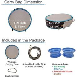 SEACPRO Food Grade Silicone Portable Collapsible Pet Bowl with Carabiner and Shoulder Strap, Set of Two Bowls for Hiking, Camping, and Traveling, Safe for Feeding Dogs Cats with Food and Water