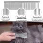 BENSEAO Flea Comb for Cats Dog Comb Lice Comb Metal Teeth Durable Tear Stain Dog Combs Remove Float Hair Combing Tangled Hair Dandruff Pet Comb Grooming Set 3 Pieces Add Storage Pouch (Blue)