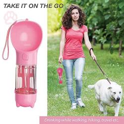 Pet Travel Water Bottle, Portable Dog Water Dispenser with Drinking Bowl,Poop Shovel and Garbage Bag Storage for Walking Traveling Hiking,Multifunctional Outdoor Water&Food Bowl for Dogs and Cats