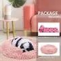 Pink Dog Bed with Blanket Attached Durable Round Dog Pillow Bed Nest, Snooze Sleeping Pet Cushion for Cats Small Medium Dogs…