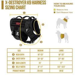 OneTigris Large Tactical Dog Harness, No Pulling Adjustable Dog Vest Harness, Heavy Duty Dog Harness with 3 Handles(Coyote Brown,Black)