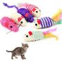 Sarahair Pet Cat Chew Interactive Mouse Cartoon Toy, Cat Kitten Teaser Play Catch Colorful Sisal Mice Toy Pet Cat Kitten Scratch Feather Dolls Toy Pet Cat Kitten Training Toy Gift Supplies 2pc Random