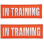 JUJUPUPS Orange Reflective Dog Patches 2 Pack Service Dog,in Training,DO NOT PET,Patches with Hook and Iron On Loop for Vests and Harnesses (in Training, 6x2 inch)