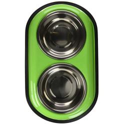 Iconic Pet 4 Cup Color Splash Stainless Steel Double Diner for Dog/Cat