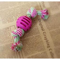 Pet Toys Great 3 PCS Pet Dog Toys Chew Teeth Clean Outdoor Traning Fun Playing Rope Ball(Blue) (Color : Rose Red)