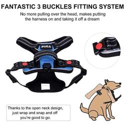 PINA No Pull Dog Harness, [Upgraded Version] No Choke Front Lead Dog Reflective Harness, Adjustable Soft Padded Pet Vest with Easy Control Handle for Small to Large Dogs