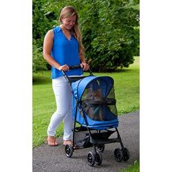 Pet Gear No-Zip Happy Trails Pet Stroller for Cats/Dogs, Zipperless Entry, Easy Fold with Removable Liner, Storage Basket + Cup Holder