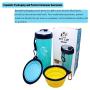 iDogiCat Dog Water Bottle for Walking - 2 in 1 Portable Travel Dual Chambered Pets Drinking Cup Dispenser Mug and Food Container with 2 Collapsible Bowls