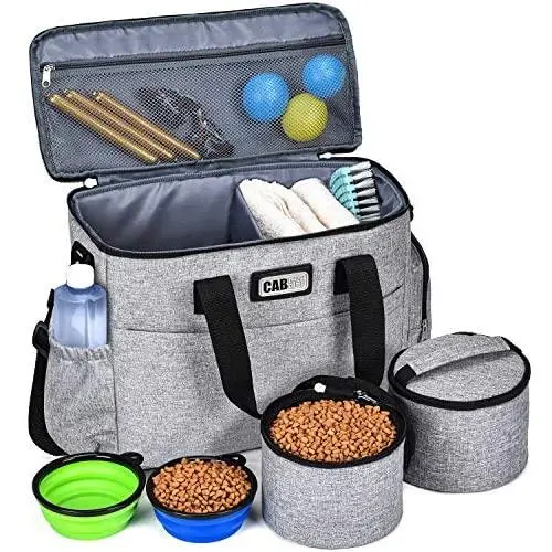 CAB55 Dog Travel Bag, Perfect Weekend Pet Travel Set for Dog & Cat Week Away Tote Organizer Bag for Dogs Travel Airline Approved Tote Organizer with Multi-Function Pockets CAB55 Dog Travel Bag, Perfect Weekend Pet Travel Set for Dog & Cat Week Away Tote Organizer Bag for Dogs Travel Airline Approved Tote Organizer with Multi-Function Pockets