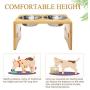 Raised Pet Bowls Elevated Feeder for Dogs Cats - Adjustable Bamboo Food and Water Bowls Stand Feeder, Available in 8.5 inches and 4.5 inches with 2 x Stainless Steel for Free