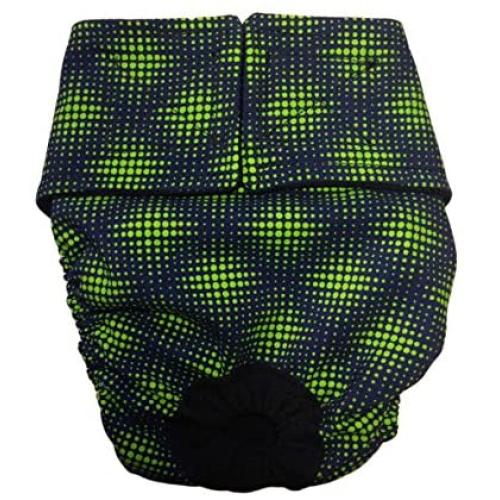 Barkerwear Dog Diapers - Made in USA - Green Double Dots Water-Resistant Premium Waterproof Dog Diaper, XS, Without Tail Hole for Incontinence, Housetraining and Dogs in Heat
