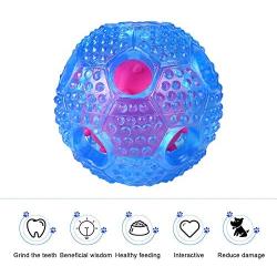 RENZCHU Interactive Dog Toy, IQ Treat Ball Food Dispensing Toys for Small Medium Large Dogs Durable Chew Ball, Nontoxic Rubber and Bouncy Dog Ball, Cleans Teeth-Blue