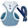 Pet Life Luxe Spawling 2-in-1 Mesh Reversed Adjustable Dog Harness-Leash W/Fashion Bowtie, Large, Blue