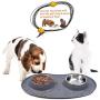 Vivaglory Dog Bowls Set with Double Stainless Steel Feeder Bowls and Wider Non Skid Spill Proof Silicone Mat for Cats Puppies Dogs