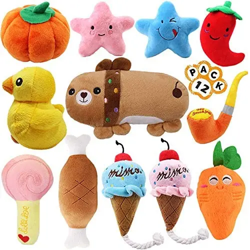 Strangefly Dog Squeaky Toys Cute Variety of Stuffed Plush Toys for Small Medium Puppy Pets Chew Toys (12 Pack) Strangefly Dog Squeaky Toys Cute Variety of Stuffed Plush Toys for Small Medium Puppy Pets Chew Toys (12 Pack)